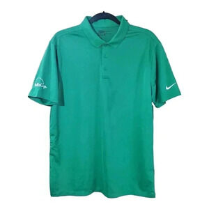 Nike Mens Size L Polo Shirt Green Logo Standard  Fit Dri-Fit Golf Sportwear
